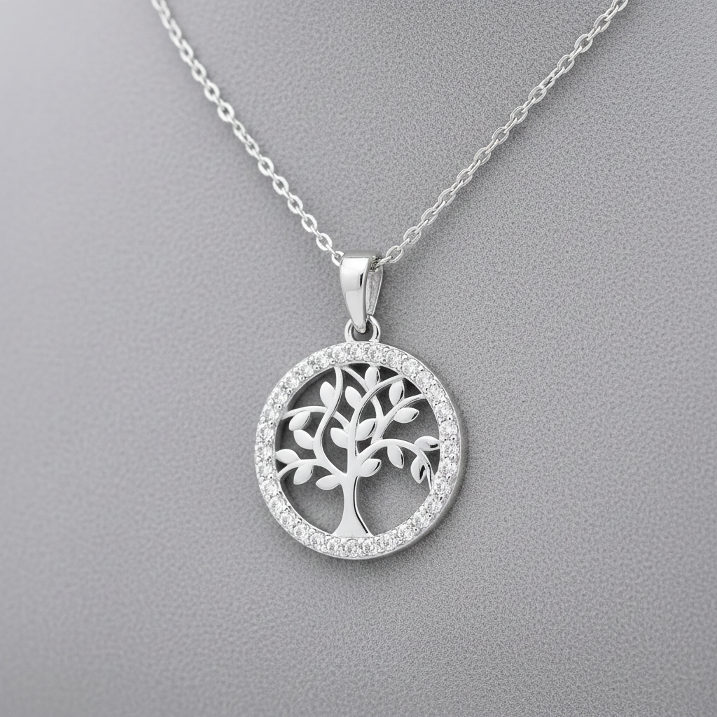 Tree of Life Pendant Solid Sterling Silver 925 Hallmark 18" Chain