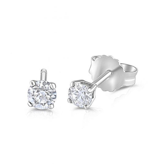 9ct White Gold 0.25ct Claw Set Diamond Stud Earrings Made in London Hallmarked