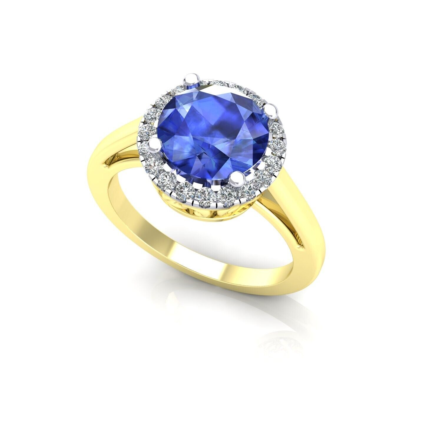 9ct Yellow Gold Sapphire Cluster Ring Engagement Hallmarked Sizes L - R
