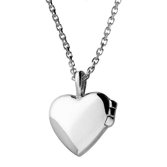 Silver Mini Plain Heart Locket with Gemstone Inside With 16 inch Chain