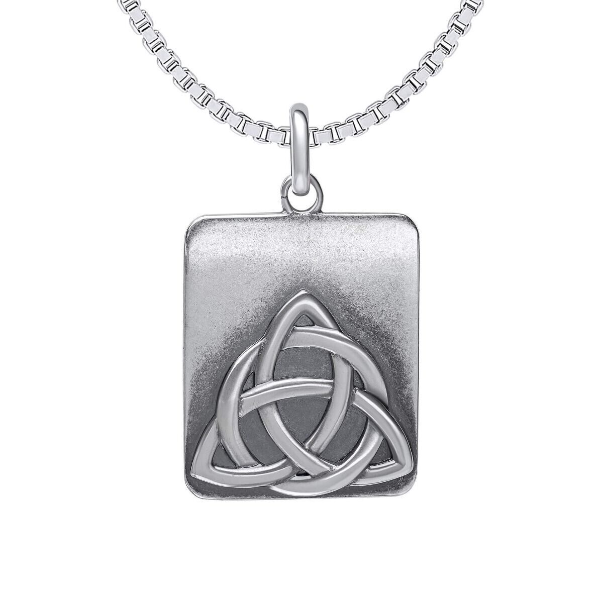 Fred Bennett Oxidized Rectangular Trinity Pendant Solid Silver Free Engraving