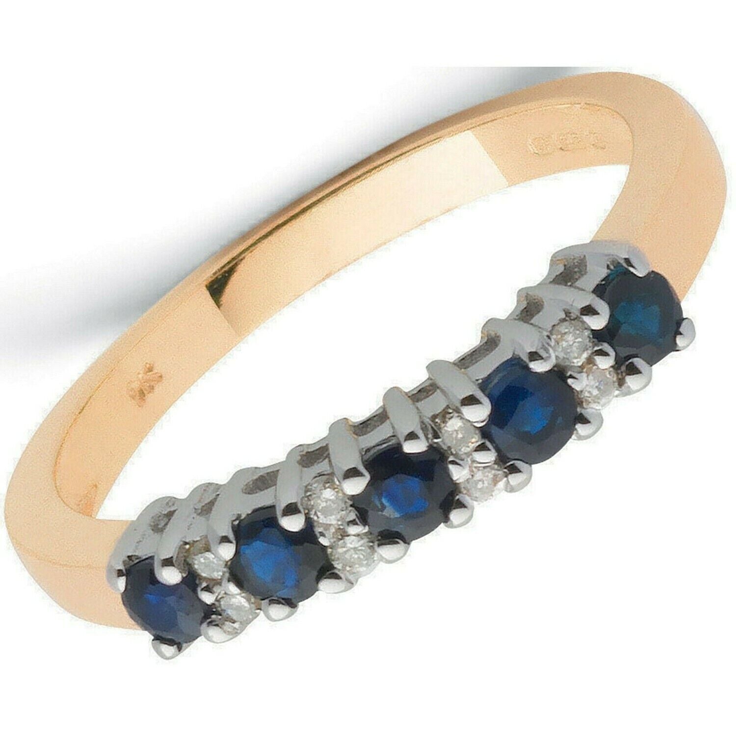 9ct Yellow Gold 0.06ct Diamond & 0.50ct Blue Sapphire Eternity Ring