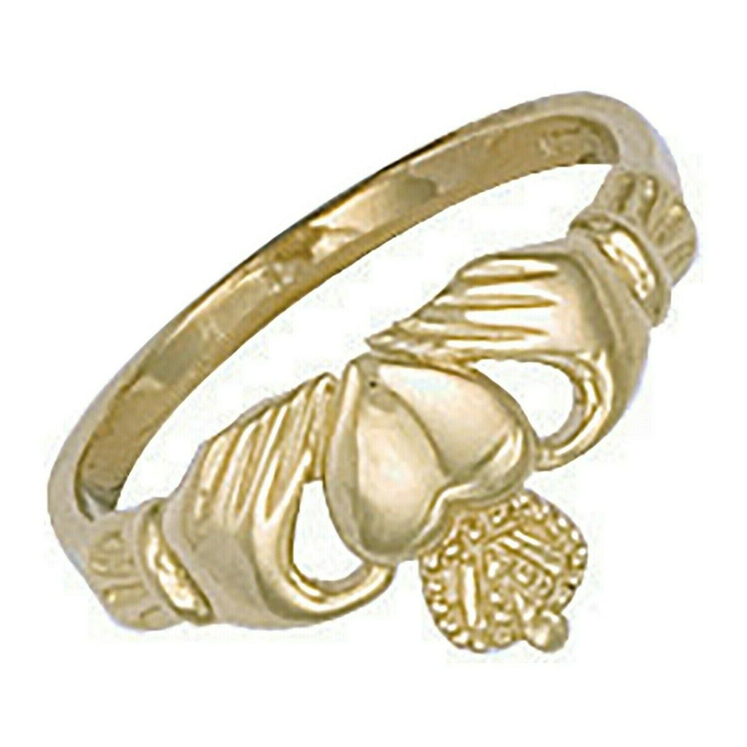 Baby Child's Claddagh Ring Solid Yellow Gold Hallmarked British Made