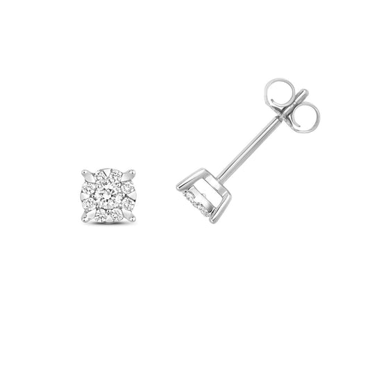 Diamond Solitaire Earrings 9ct White Gold 0.26ctw Diamonds 5mm Studs