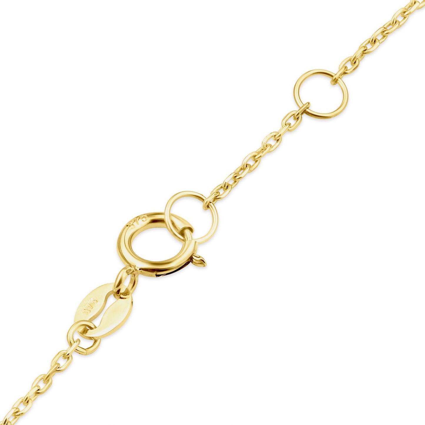 Heart, Star & Italian Horn Charm Lucky Bracelet 9ct Yellow Gold 375 17.5-19cm