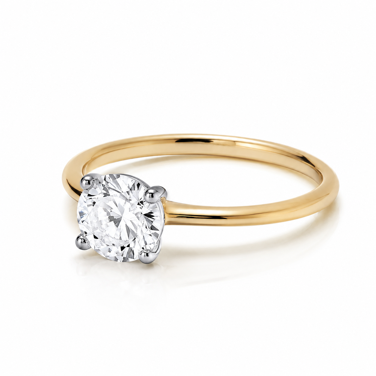 18ct Gold Solitaire Engagement Ring on Solid Sterling Silver 925 Size J-V