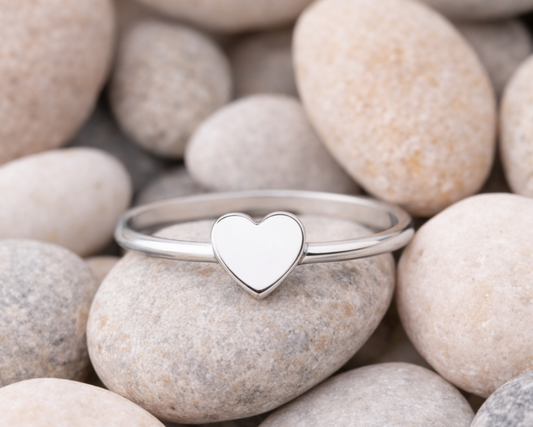 Plain Heart Signet Ring Solid Sterling Silver 925 Hallmarked Size K - S