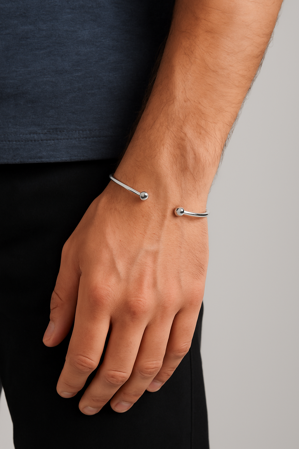 Gents Torque Bangle Solid Sterling Silver British Made Hallmarked