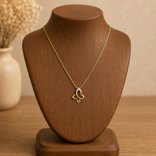 Natural Diamond Butterfly Pendant 9ct Gold 18" Chain Hallmark British Made