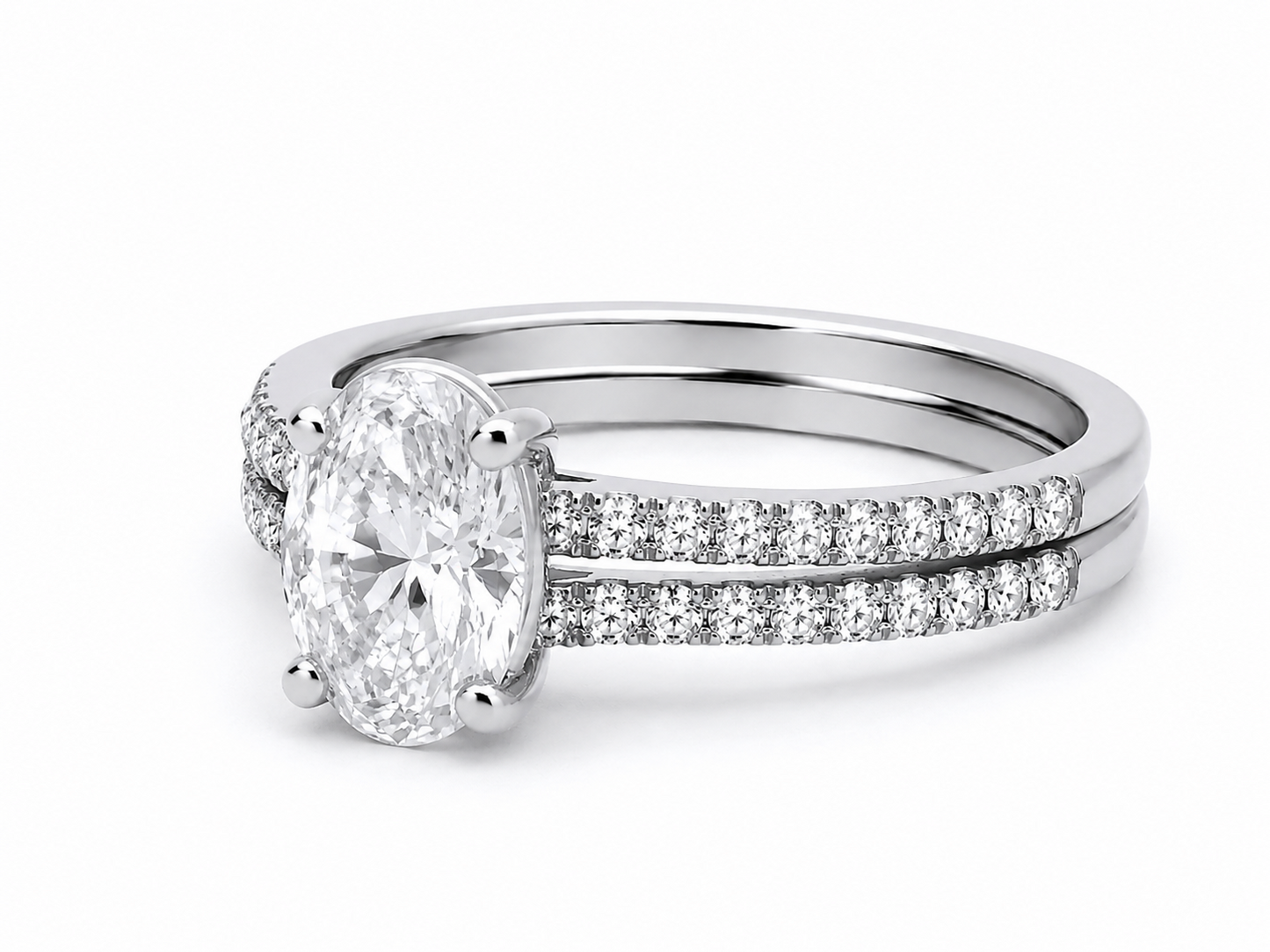 Oval Solitaire Bridal Set Rings Wedding Engagement Sterling Silver 925 Size K-S