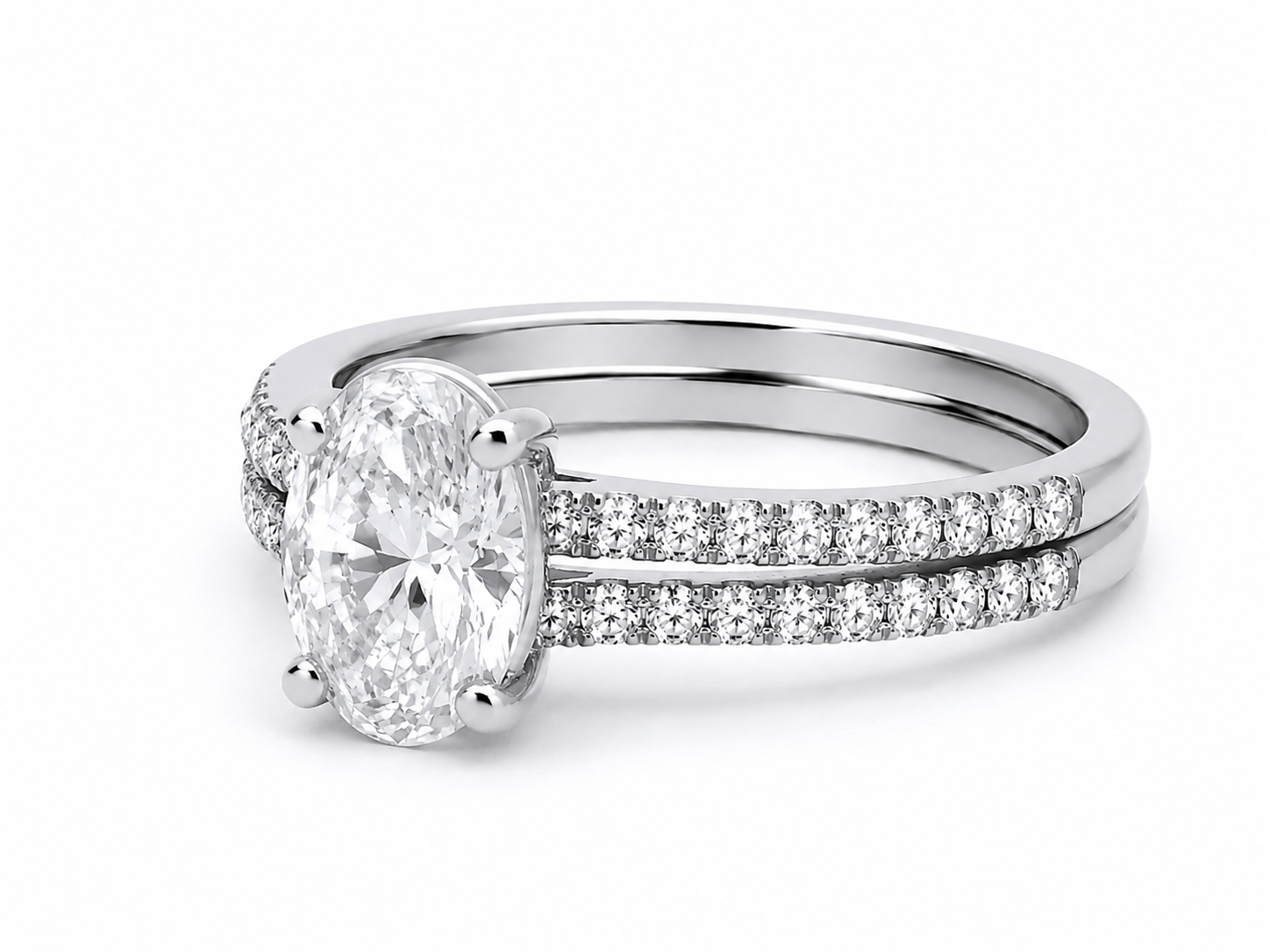 Oval Solitaire Bridal Set Rings Wedding Engagement Sterling Silver 925 Size K-S