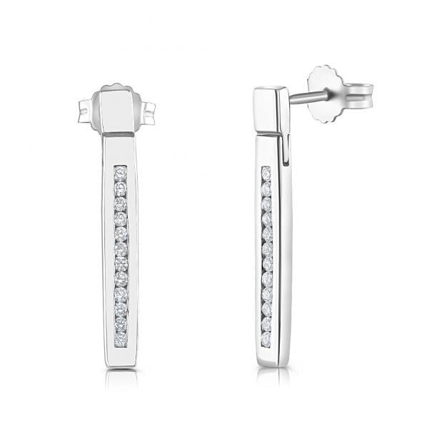 9ct White Gold 0.21ct Diamond Drop Earrings Hallmarked British Made