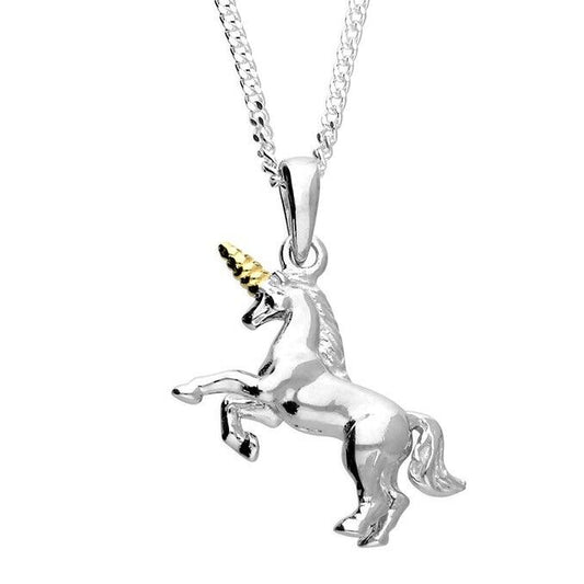 Beautiful Unicorn Necklace With Chain 18ct Gold Detail 925 Sterling Silver