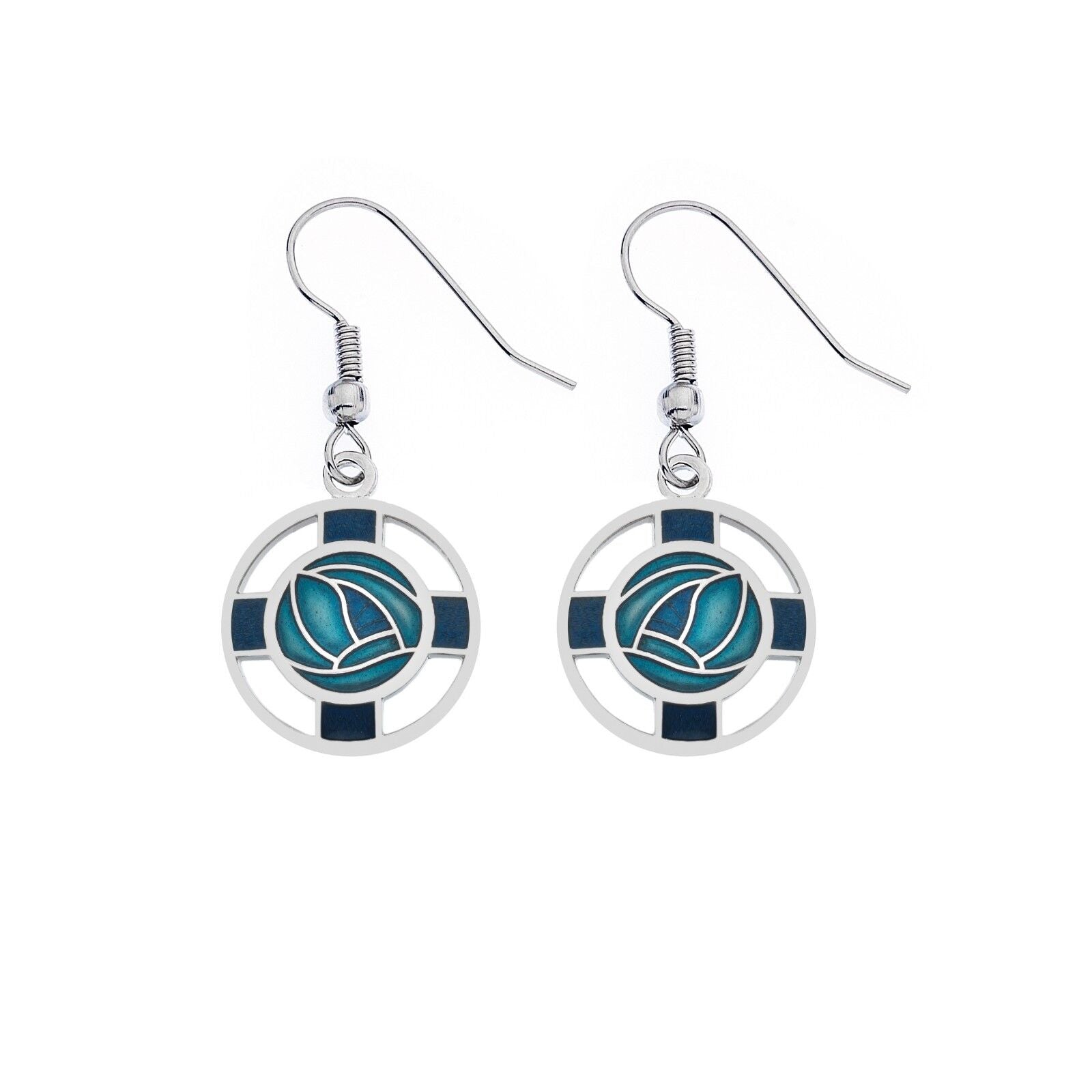 Mackintosh Rose and Lattice Earrings Silver Plated Branded Packaging