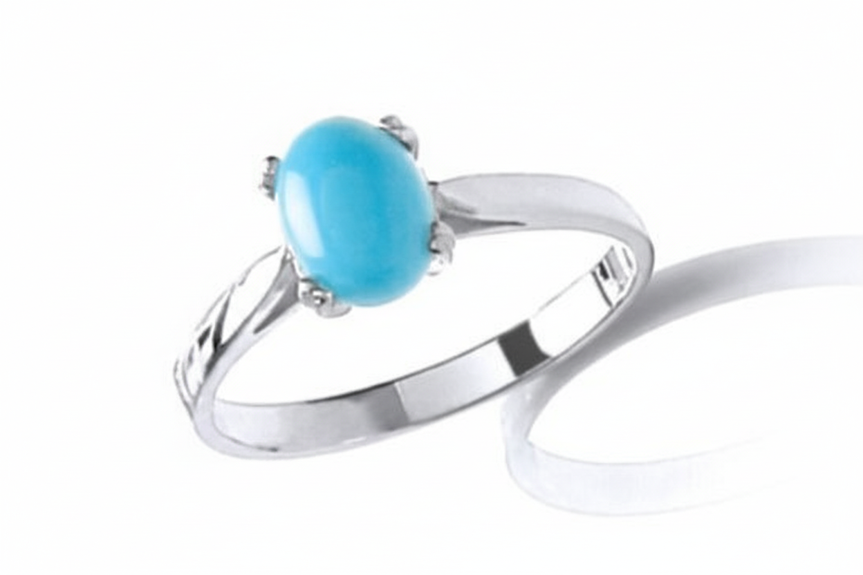 Turquoise Ring Sterling Silver Turquoise Solitaire Ring