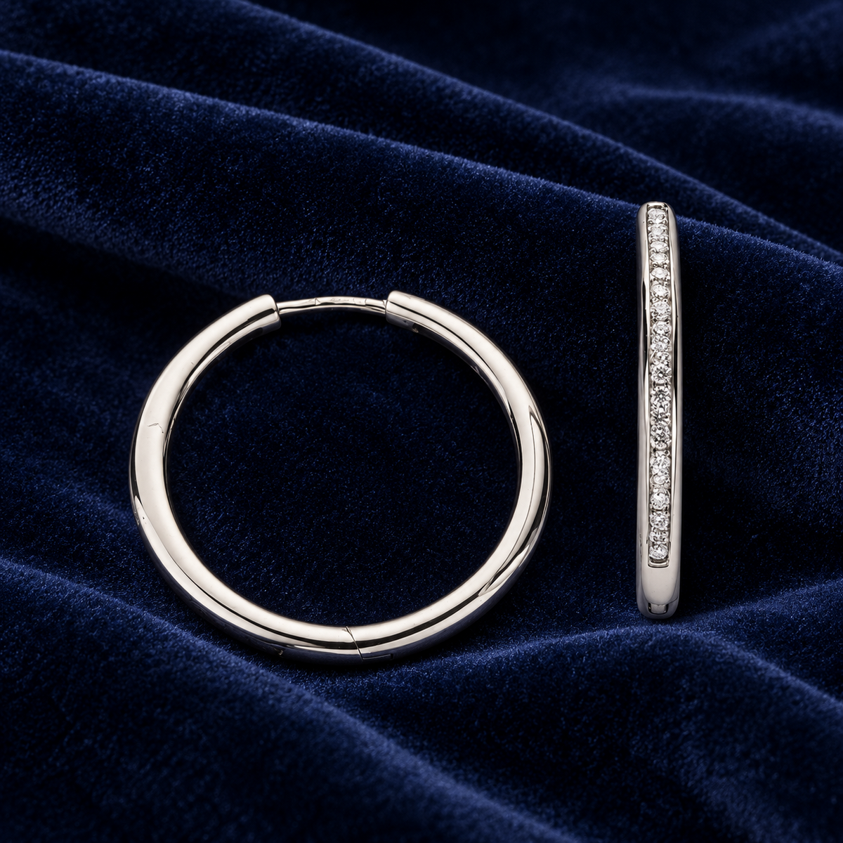 Real Diamond Hoop Earrings 9ct White Gold 27.5mm Diameter 0.50ctw Diamonds