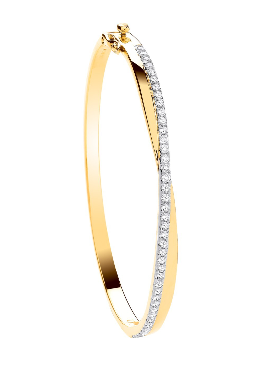 18ct Yellow Gold 0.50ct Hinged Torque Bangle Made in London