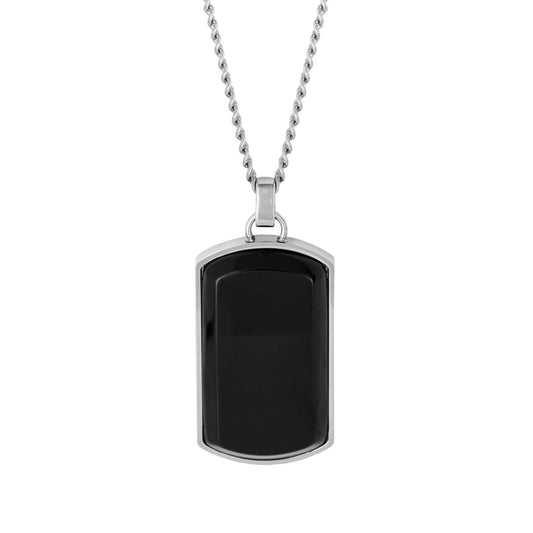 Fred Bennett Dog Tag with Natural Black Onyx 55cm N4546B Free Engraving