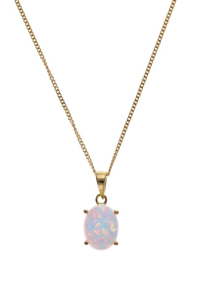 Opal Pendant Necklace & Matching Stud Earrings Set – Solid Yellow Gold