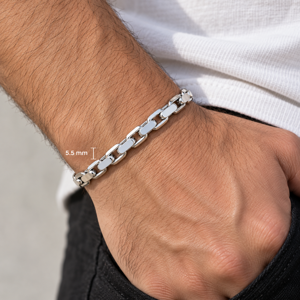 Men's Oval Belcher Chain Bracelet Solid Silver Hallmarked 5.5mm Wide 8" 20cm
