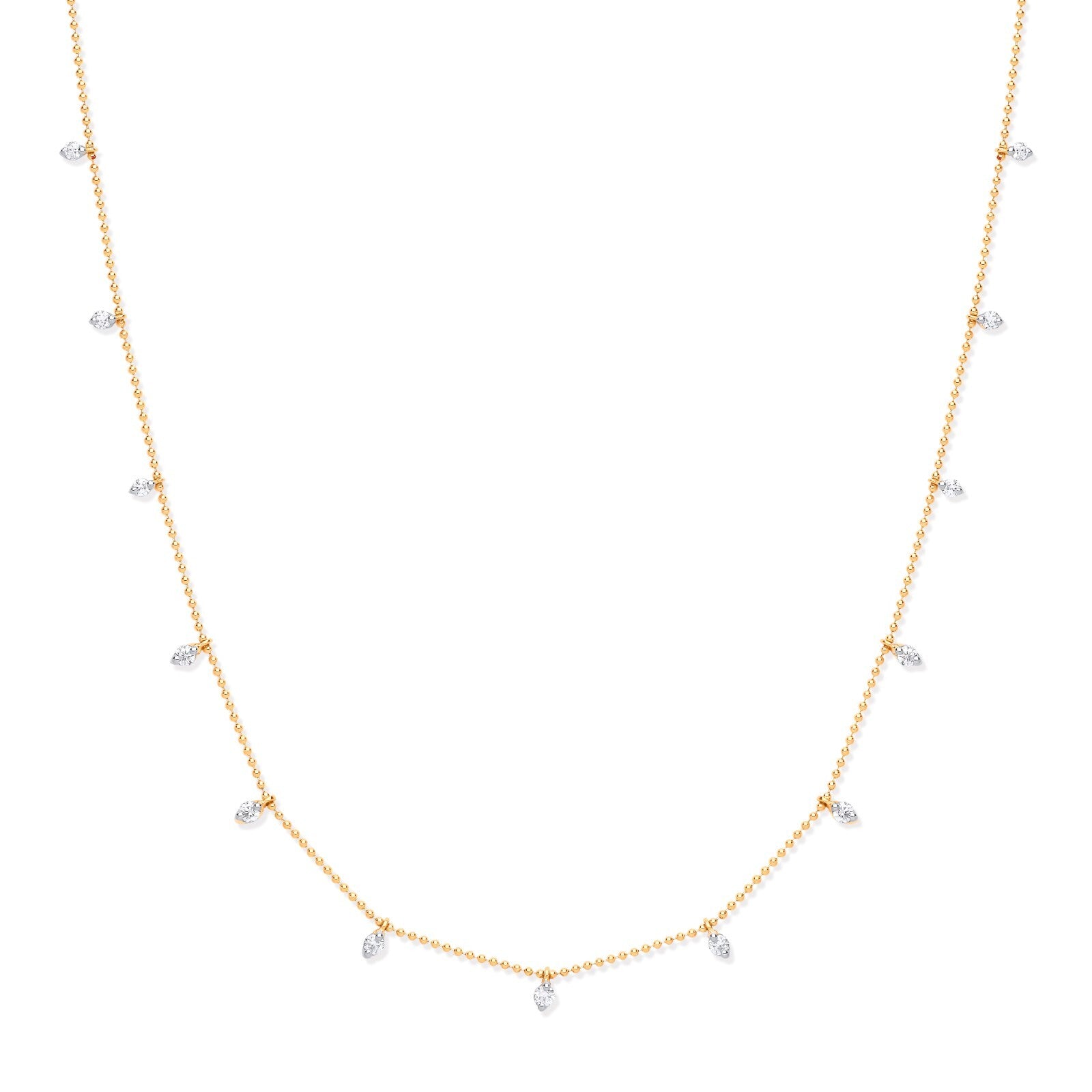 18ct Yellow Gold 0.50ctw Diamond Set (18" Adjustable) Chain Made in London