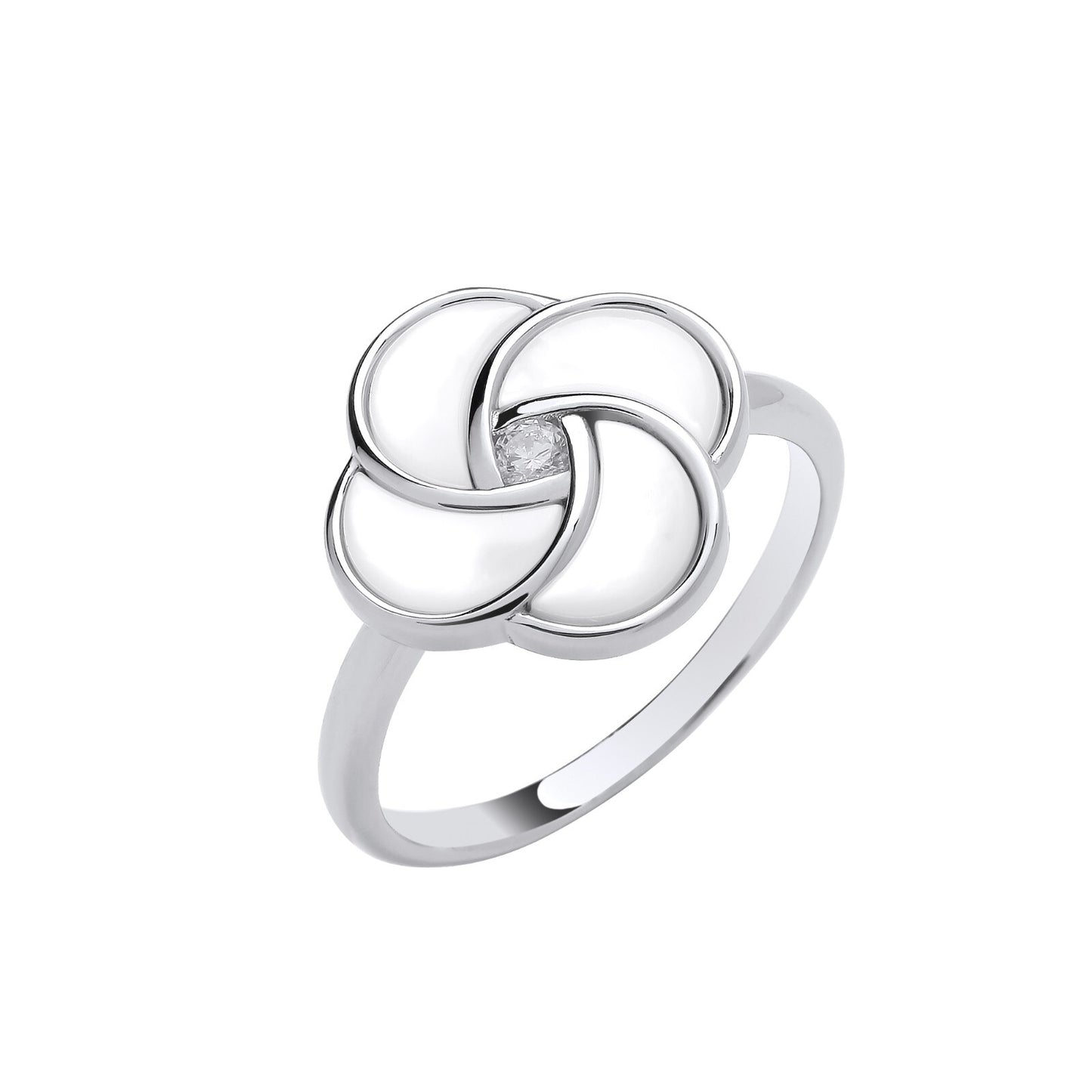 Solid Silver White Shell Swirl Ring Sizes J-Q British Made Silver 925 Hallmark