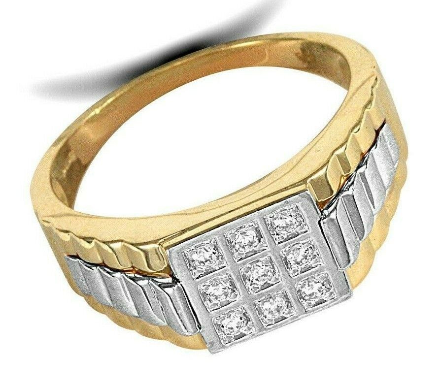 9ct Multi Tone Gold Square Top Gents RingSignet Fully Hallmarked