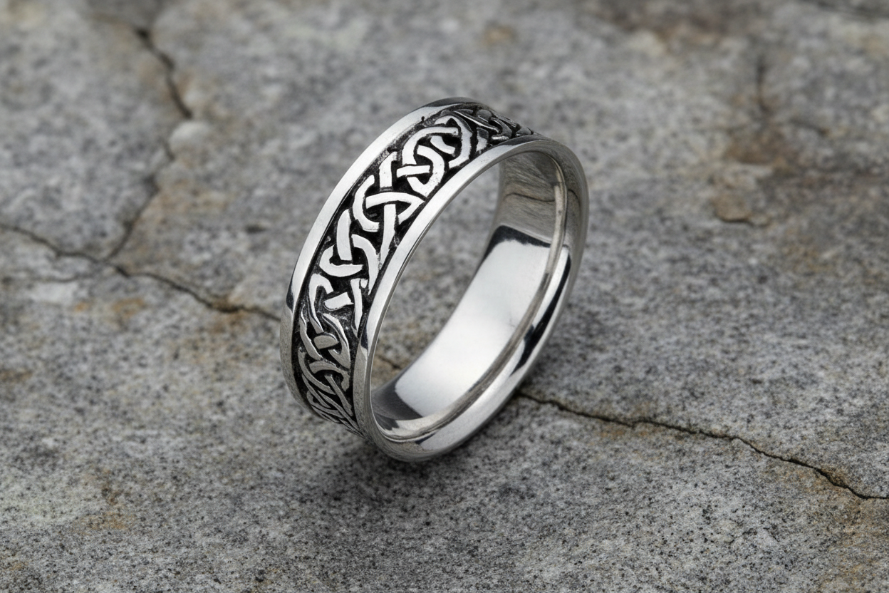 Men's Celtic Knot Band Ring Sterling Silver 925 Hallmark Size R-Z Wedding Bands