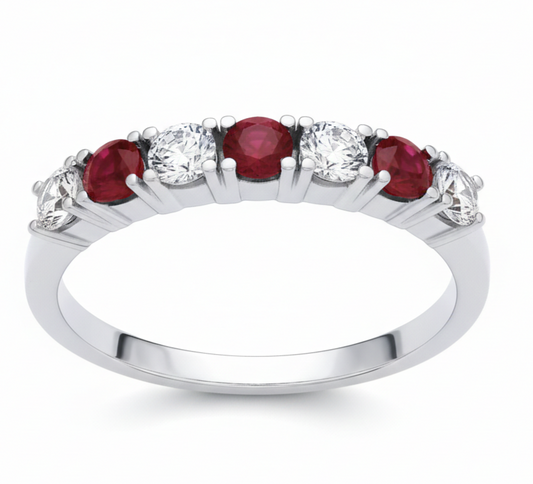 Sterling Silver Ruby Eternity Ring Anniversary Band 925 Hallmark Size K-S