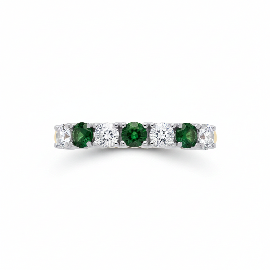 18ct Gold Emerald Eternity Ring Anniversary Band 925 Hallmark Size K-S