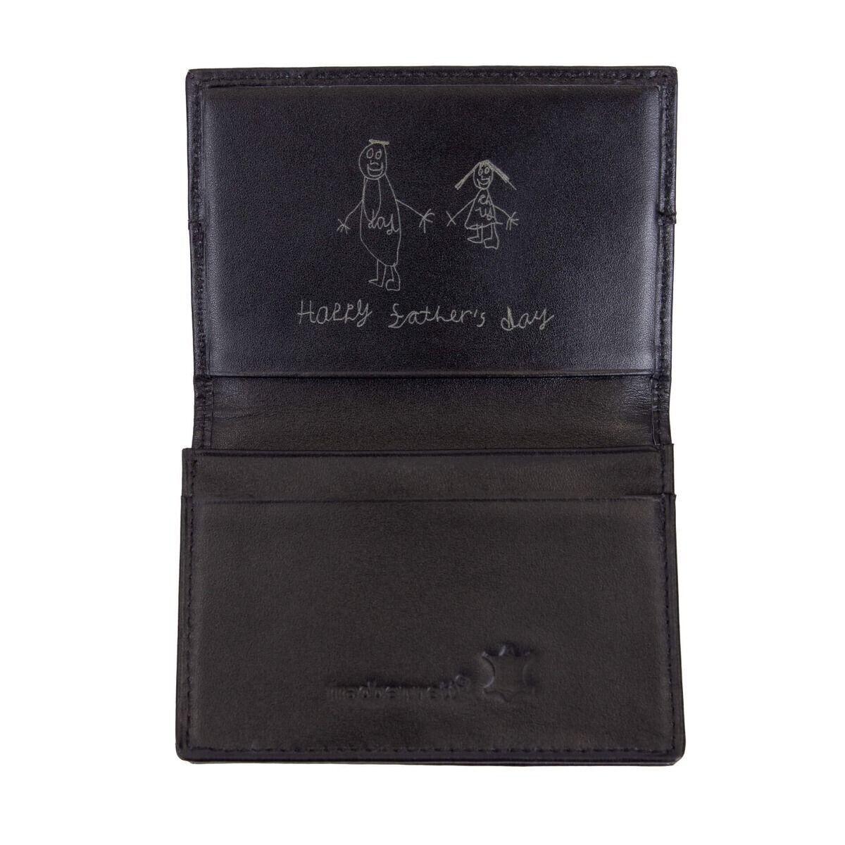Fred Bennett Black Recycled Leather Card Holder Free Laser Engraving W017
