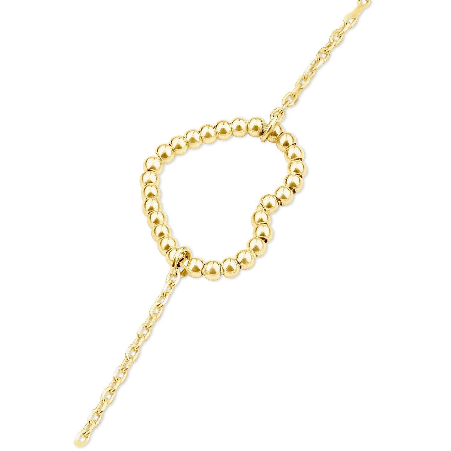 Beaded Open Heart Chain Bracelet 9ct Yellow Gold 375 Hallmark 17.5 - 19cm