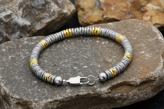 Fred Bennett Stainless Steel Bracelet with Hematite 21cm B5457