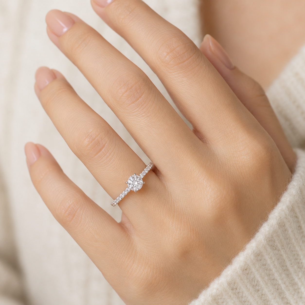 Solitaire Engagement Ring Solid Sterling Silver 925 4mm Centre Stone Size J - S