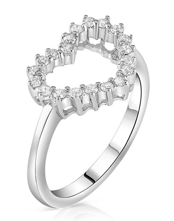 9ct White Gold Diamond Heart Ring 0.25ctw Real Diamonds Engagement Anniversary