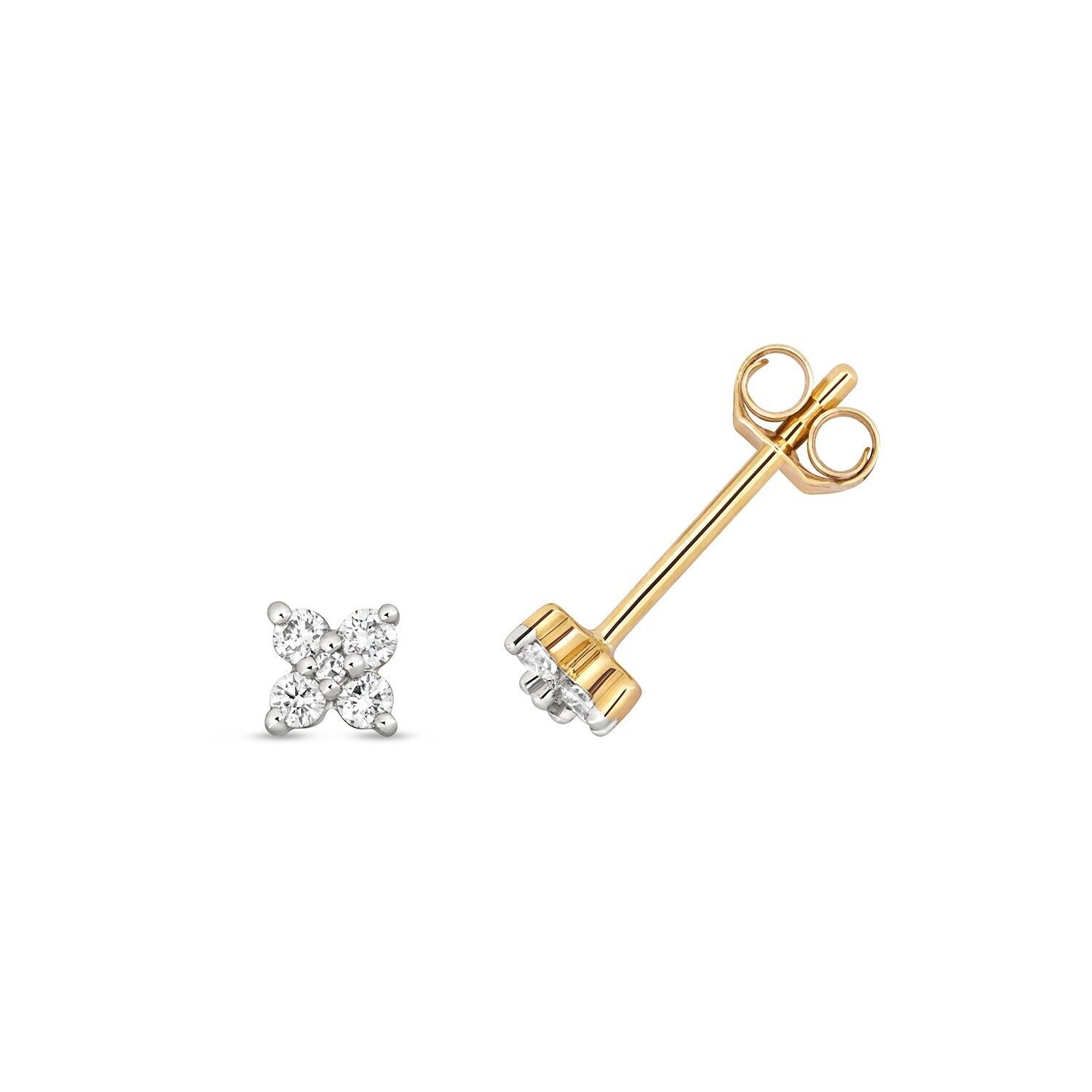 Diamond Stud Earrings 9ct Yellow Gold Premium Diamond 0.11ct Claw Set