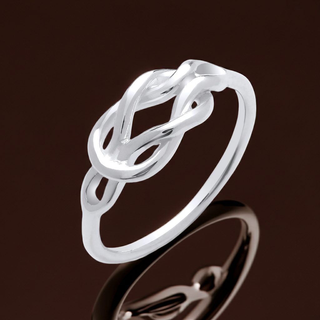 Sterling Silver Knot Ring 925 Hallmark Rhodium Finish Sizes K - S