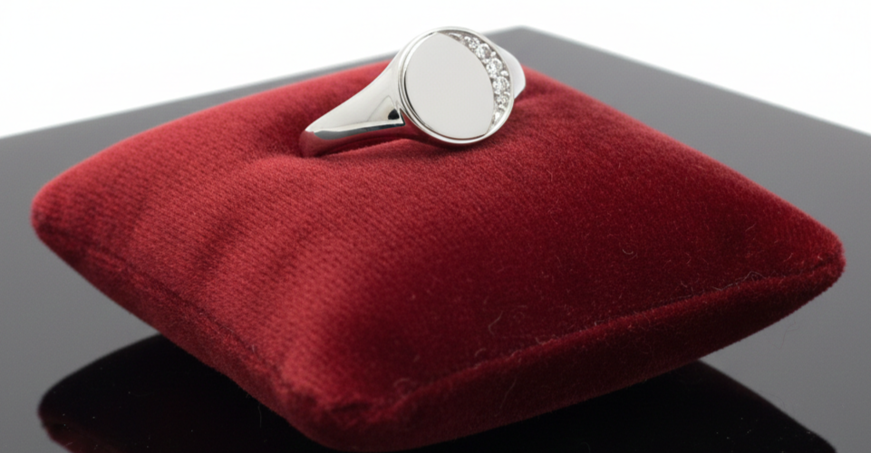 Gemstone Round Signet Ring Solid Sterling Silver 925 Hallmarked Size J - S