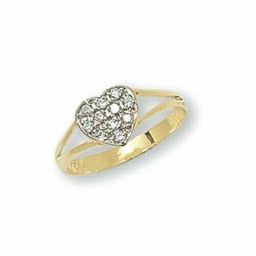 Baby Child's Heart Ring Solid Yellow Gold British Made Gemstone Hallmarked