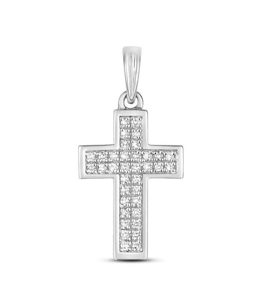 Diamond Cross Pendant White Gold 0.10ct Premium Diamonds Religious Necklace