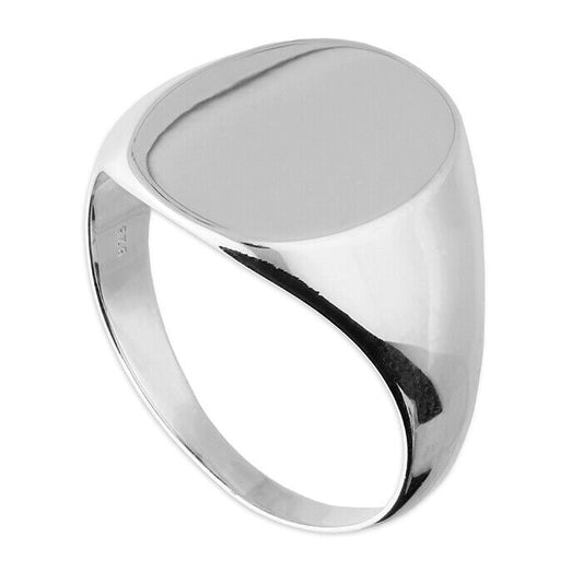 Men's Heavy Round Signet Ring Solid Sterling Silver Full Hallmark Size P-Z