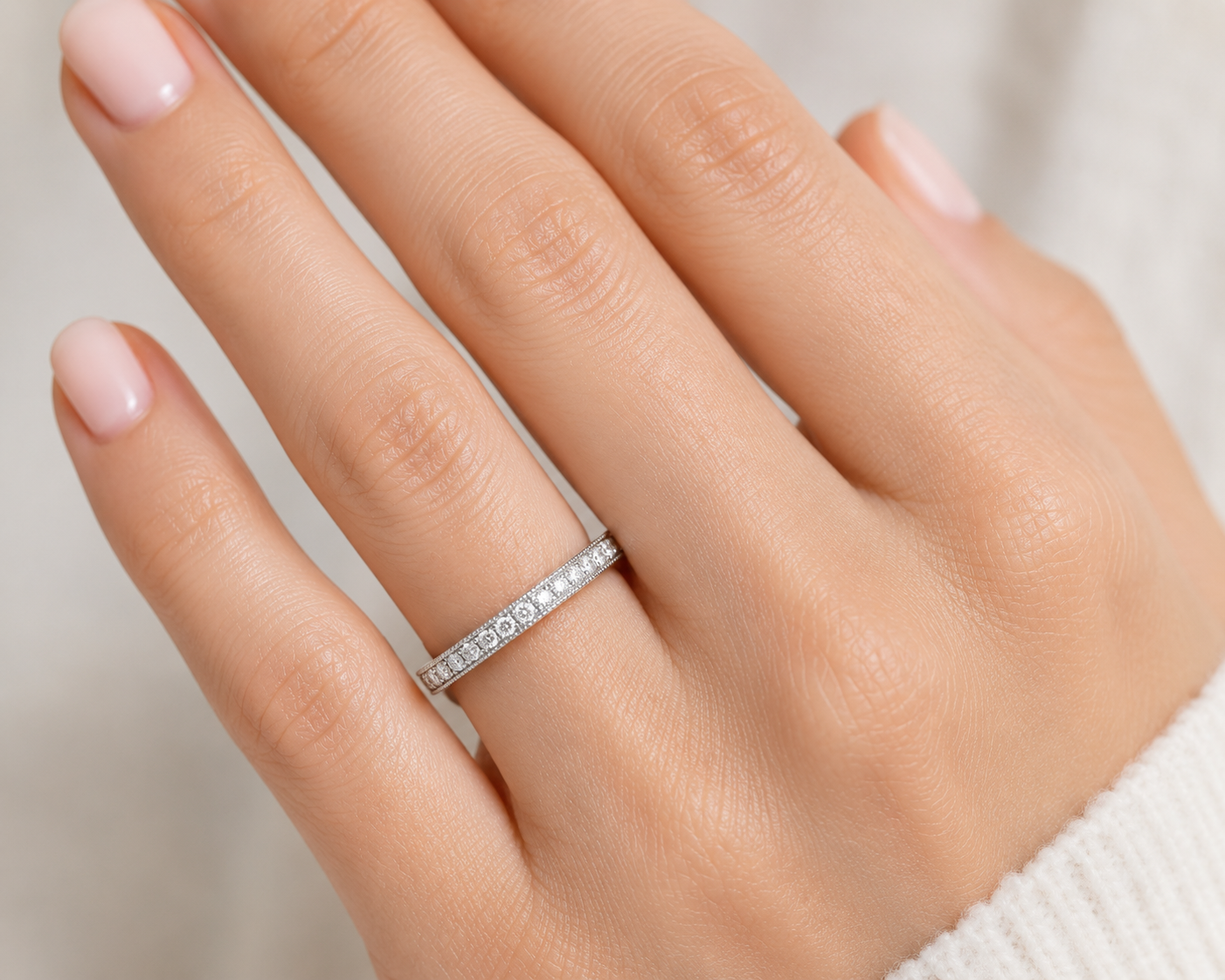 Sterling Silver Full Eternity 3mm Millgrain Band Ring 925 Hallmark