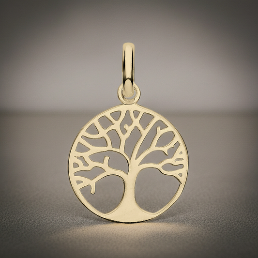 Tree of Life Pendant 18ct Gold on Solid Sterling Silver 925 Hallmark 18" Chain