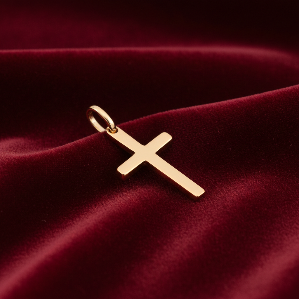 18ct Gold Ankh Cross Pendant on Solid Sterling Silver 925 Hallmark 25mm