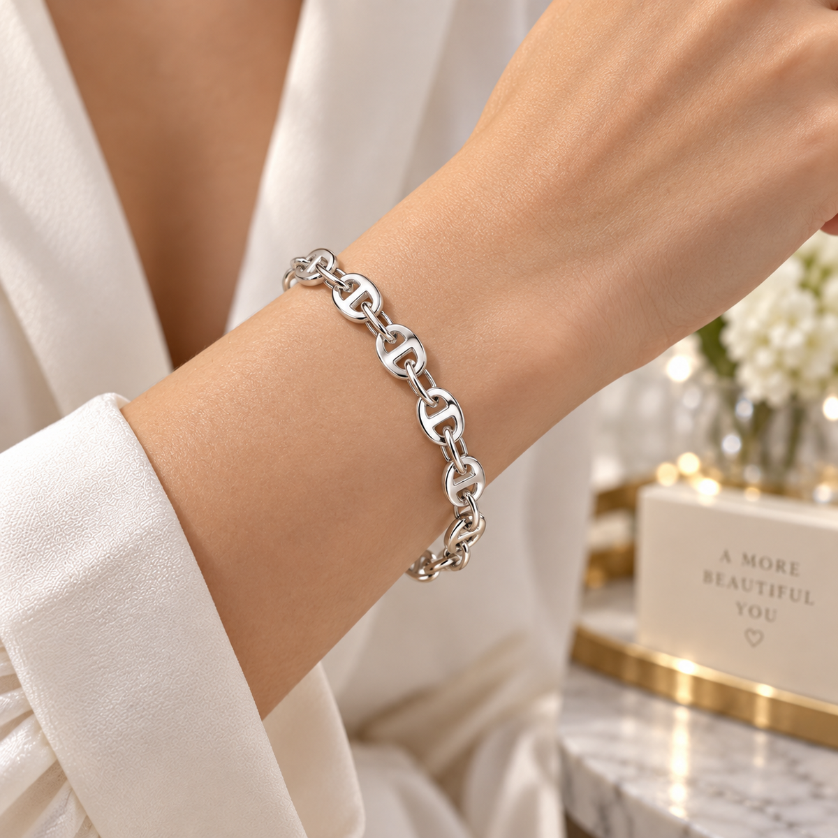Sterling Silver Mariner Link Chain Bracelet Lobster Clasp 925 Elegant Jewellery