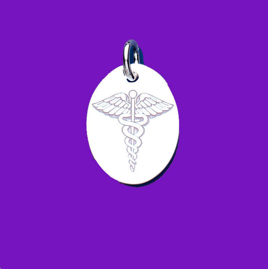 Medical Alert Disc Pendant Sterling Silver 925 Hallmark All Chain Lengths 