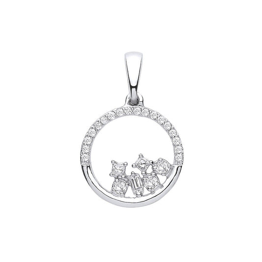 9ct White Gold 0.14ct Diamond Circle Pendant