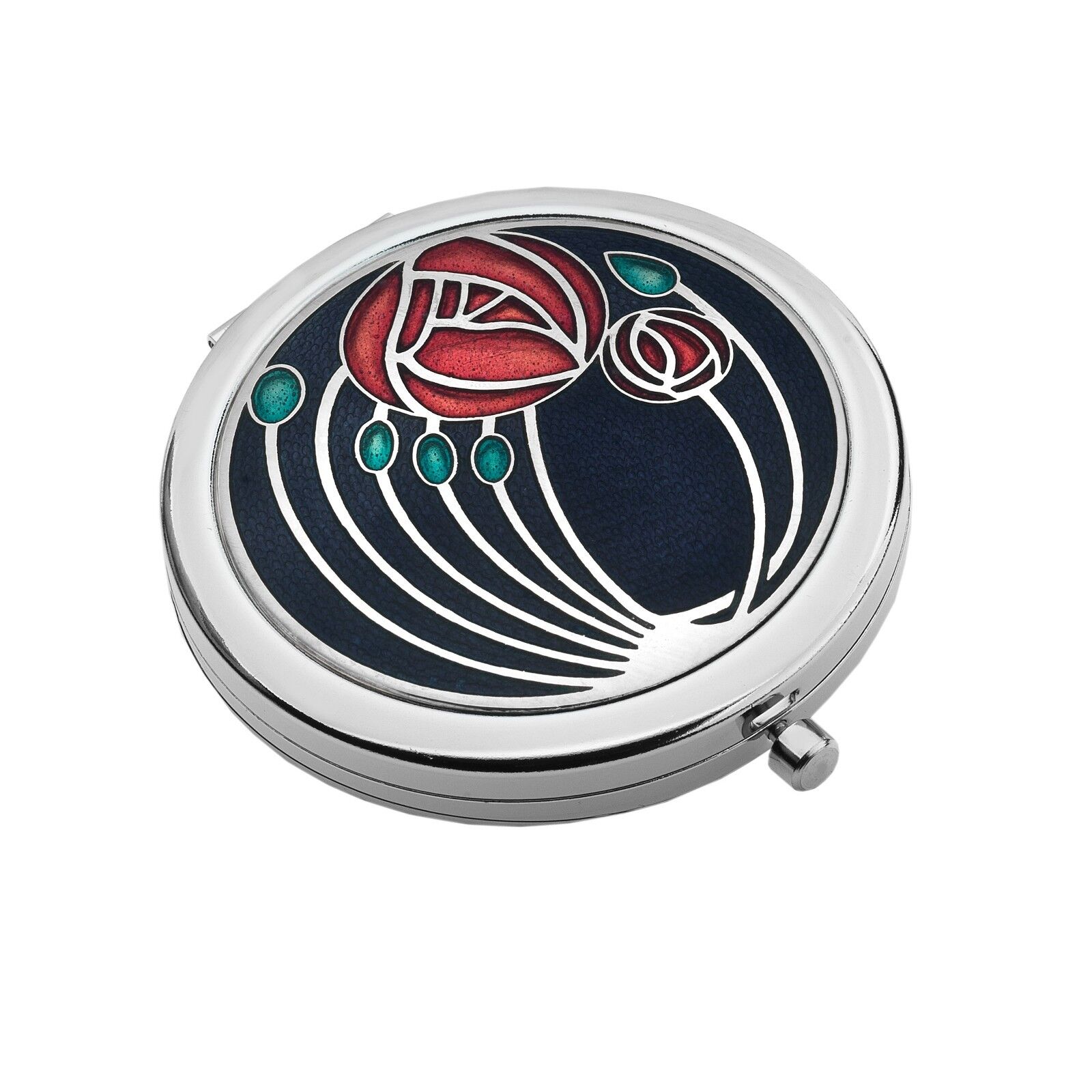 Compact Mirror Silver Plated Mackintosh Roses Handbag Magnifying Travel Cosmetic
