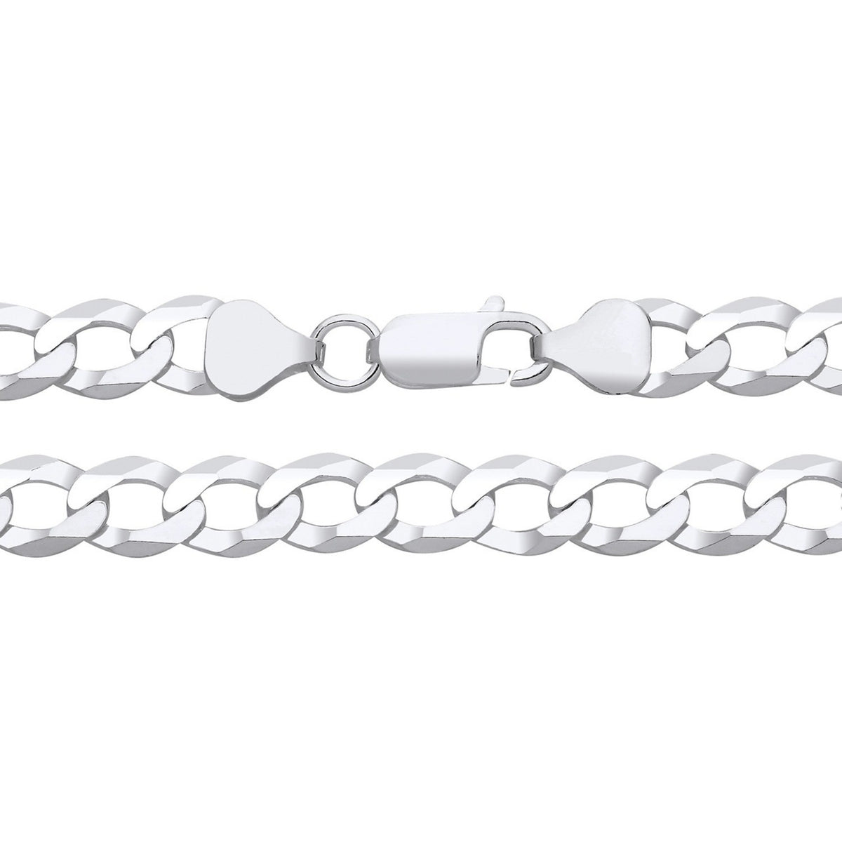 Men's Flat Curb Bracelet Sterling Silver 8" Hallmarked 9.5mm Wide
