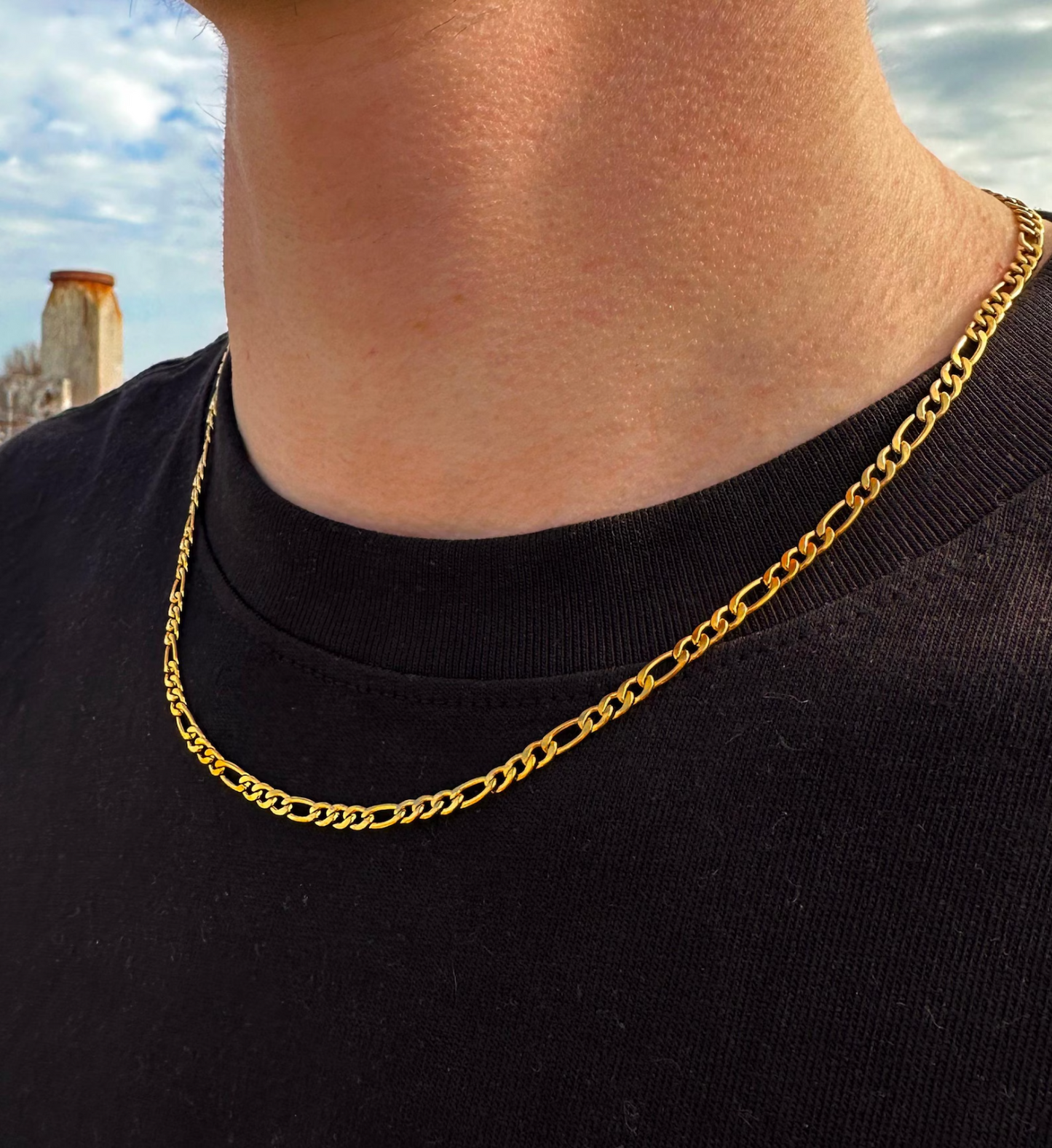 18ct Gold Figaro Chain on Solid Silver Hallmarked 5.5mm wide 20" 20 grams